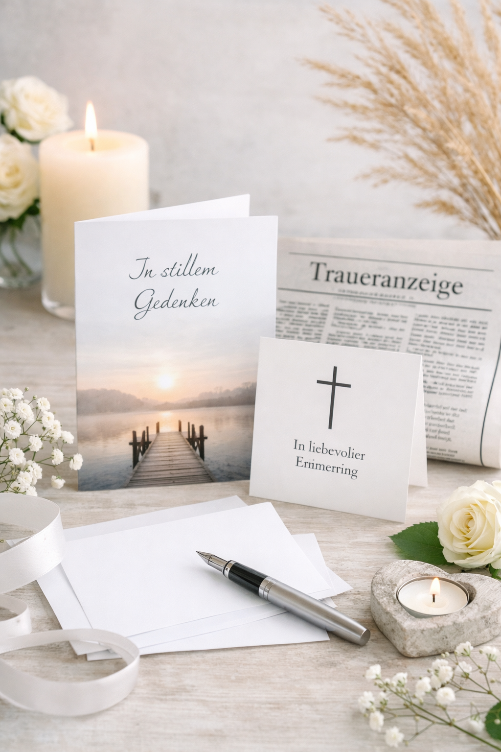 Gestaltung von Trauerbriefen, Karten & Zeitungsanzeigen